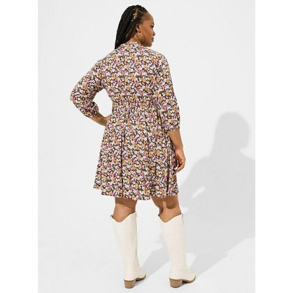 Torrid Plus Size 4, 4X, 26 Mini Stretch Challis Front Keyhole Floral Dress - Picture 3 of 8